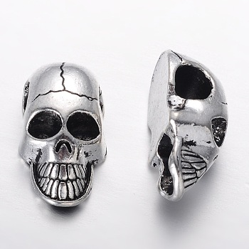 Alloy Beads, Skull, Antique Silver, 20x11x8mm, Hole: 5mm