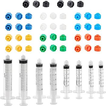 Syringe Kit, including Screw Type Hand Push Glue Dispensing Syringe, Syringe Caps, Mixed Color, 2.05x3.15x2.05cm