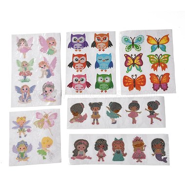 DIY búho y mariposa y niña y flor de hadas kits de pegatinas de pintura de diamantes para niños(DIY-O016-22)-2