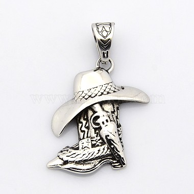 Antique Silver Hat Stainless Steel Pendants