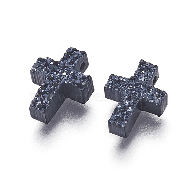 12mm Black Cross Resin Beads