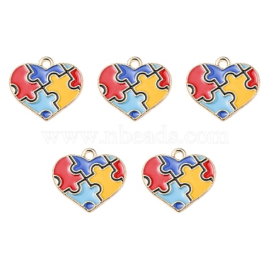 Golden Colorful Heart Alloy+Enamel Pendants