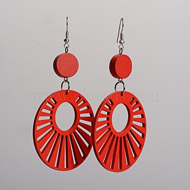 Red Wood Earrings
