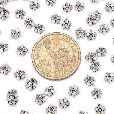 Argent antique plaqué argent tibétain 5 pétales casquettes fleur de perles(X-LFH10006Y)-2