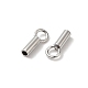 Rhodium Plated 925 Sterling Silver Cord Ends(STER-P055-01A-P)-2