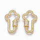 Brass Micro Pave Clear Cubic Zirconia Screw Carabiner Lock Charms(ZIRC-T010-09G)-1