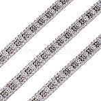 Hotfix with Two Rows Rhinestone, Hot Melt Adhesive on the Back, Costume Accessories, Rectangle, Crystal, 9mm(DIY-BT0001-31)