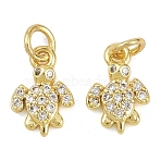Brass Micro Pave Clear Cubic Zirconia Pendants, Real 18K Gold Plated, Turtle Charms, 10x6.5x2mm, Hole: 2.5mm(KK-D218-20G-02)