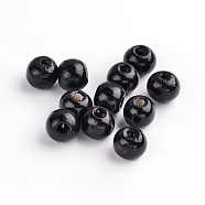 Natural Wood Beads, Rondelle, Lead Free, Dyed, Black, Beads: 8mm in diameter, hole:3mm(X-YTB022-9)