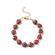Natural Red Rainbow Jasper Heart Beaded Bracelet, Gemstone Jewelry for Women, 7-3/8 inch(18.7cm)(BJEW-JB08697-01)