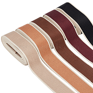 Elite 15M 5 Colors Polyester Flat Ribbons, Flat Striped Edge Ribbons, Mixed Color, 1-1/2 inch(38mm), 3m/color(OCOR-PH0002-45)
