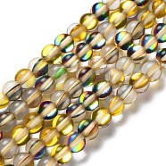 Synthetic Moonstone Beads Strands, Round, Olive, 6mm, Hole: 1mm, about 31pcs/strand, 7.20 inch(18.3cm)(G-P528-J01-12)