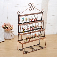 Iron 4-Tier Earring Display Stand, Double-sided Display Stand, for Hanging Earrings, Triangle, Red Copper, 76x210x350mm(EDIS-K002-01R)