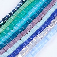 Glass Beads Strands, Mixed Style, Faceted, Cube, Mixed Color, 2~2.5x2~2.5x2~2.5mm, Hole: 0.5mm, about 195~200pcs/strand, 16.9~17.5 inch(43~44.5cm)(EGLA-F121-M02)