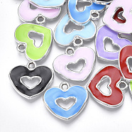 UV Plating Acrylic Pendants, with Enamel, Heart, Mixed Color, Platinum, 19x21x3mm, Hole: 2mm(OACR-T005-74P)