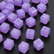 Imitation Jelly Acrylic Beads, Cube, Dark Orchid, 11.5x11x11mm, Hole: 2.5mm, about 528pcs/500g(MACR-S373-89-E04)