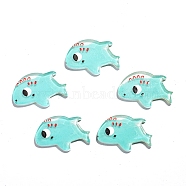 Ocean Theme Opaque Resin Cabochons, Sea Animals Cabochon, Pale Turquoise, Fish, 13x21mm(OCEA-PW0001-76D)