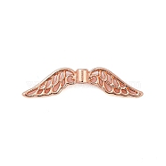 Alloy Beads, Long-Lasting Plated, Rack Plating, Wings, Rose Gold, 7x31x3mm, Hole: 1.6mm(FIND-H012-03RG)