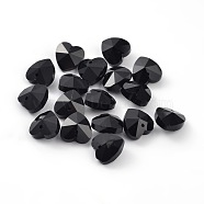 Romantic Valentines Ideas Glass Charms, Faceted Heart Charm, Black, 14x14x8mm, Hole: 1mm(G030V14mm-11)
