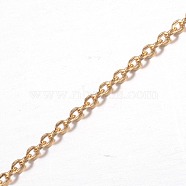 Ion Plating(IP) 304 Stainless Steel Cable Chains, Soldered, with Spool, for Jewelry Making, Golden, 2.5x2x0.5mm, about 65.61 Feet(20m)/roll(CHS-P002-11G-0.5MM)