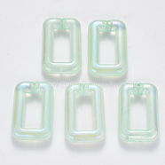 Transparent Acrylic Linking Rings, Quick Link Connectors, For Jewelry Chains Making, AB Color Plated, Imitation Gemstone Style, Rectangle, Aquamarine, 30x20x6.5mm, Inner Diameter: 18x8mm(TACR-T016-01A)