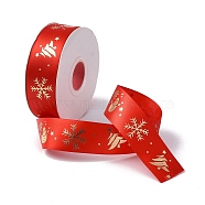 25 Yards Christmas Theme Printed Polyester Ribbon, for DIY Jewelry Making, Red, 7/8~1 inch(23~25mm)(OCOR-C004-04B)