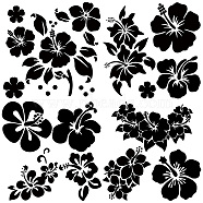 4Pcs 4 Styles PET Waterproof Self-adhesive Car Stickers, Reflective Decals for Car, Motorcycle Decoration, Black, Flower, 200x200mm, 1pc/style(DIY-WH0308-225A-017)