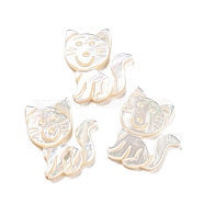 Natural Sea White Shell Cat Charms, White, 15x13x1.7mm, Hole: 1mm(SHEL-D079-04)