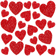 4 Styles Heart Hotfix Rhinestone Appliques, Resin Rhinestone, Indian Red, 24~52x25~53x2~2.5mm, 28pcs/box(PATC-CP0001-02B)