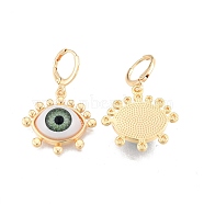 Acrylic Horse Eye Dangle Leverback Earrings, Brass Jewelry for Women, Cadmium Free & Nickel Free & Lead Free, Real 18K Gold Plated, 35.5mm, Pin: 1mm(EJEW-N012-78)