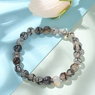 Natural Dragon Veins Agate Beaded Stretch Bracelets, Dyed, Round, Steel Blue, 2-1/8 inch(55mm)
(BJEW-Q692-02C)