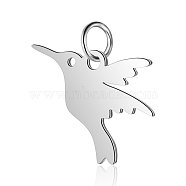 304 Stainless Steel Charms, Bird, Stainless Steel Color, 13x17x1mm, Hole: 3mm(STAS-S105-T522S)