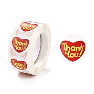1 Inch Self-Adhesive Stickers, Roll Sticker, Heart with Word Thank You, for Party Decorative Presents, Red, 2.5cm, 500pcs/roll(DIY-P037-H01)