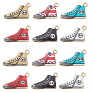 30Pcs 6 Styles Alloy Enamel Pendants, Golden, Shoes Charm, Mixed Color, 12.5x20x2mm, Hole: 1.4mm, 5pcs/style(ENAM-CJ0005-13)