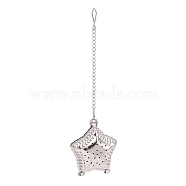 304 Stainless Steel Tea Infuser, Star with Chain Hook, Tea Ball Strainer Infusers, Stainless Steel Color, 175mm(AJEW-D048-05P)
