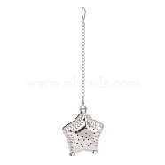 Tarnish Resistant 304 Stainless Steel Tea Infuser, Star with Chain Hook, Tea Ball Strainer Infusers, Stainless Steel Color, 175mm(AJEW-D048-05P)