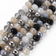 Electroplate Glass Beads Strands, AB Color Plated, Faceted, Rondelle, Wheat, 7.5~8x6mm, Hole: 1.5mm, about 69~72pcs/strand, 16.54 inch~17.24 inch(42cm~43.8cm)(EGLA-S194-18C)