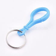 (Clearance Sale)Keychain Clasp Findings, with Platinum Plated Iron Key Rings and Acrylic Clasps, Deep Sky Blue, 69mm(KEYC-TAC0001-05A)