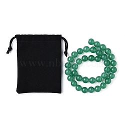 1 Strand Natural Green Aventurine Beads Strands, Round, Dyed, with Velvet Packing Pouches, 10mm, Hole: 1mm, about 38pcs/strand, 15.7 inch(G-YW0001-35B)