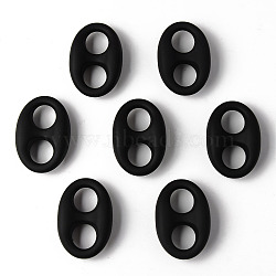 Rubberized Style Acrylic Links Connectors, Oval, Black, 32.5x22x10mm, Hole: 10x9.5mm(X-OACR-N011-014B)