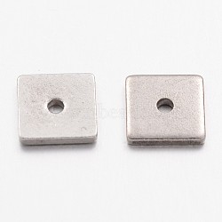 304 Stainless Steel Spacer Beads, Square, Stainless Steel Color, 6x1mm, Hole: 1.2mm(A-STAS-K114-01P)
