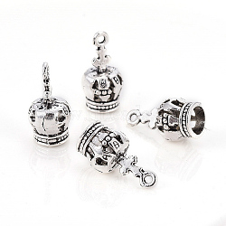 Tibetan Style Alloy Pendants, Crown, Antique Silver, 18x9mm, Hole: 1.2mm(X-PALLOY-F223-03AS)
