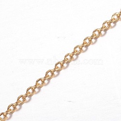 Ion Plating(IP) 304 Stainless Steel Cable Chains, Soldered, with Spool, for Jewelry Making, Golden, 2.5x2x0.5mm, about 65.61 Feet(20m)/roll(CHS-P002-11G-0.5MM)