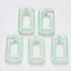 Transparent Acrylic Linking Rings, Quick Link Connectors, For Jewelry Chains Making, AB Color Plated, Imitation Gemstone Style, Rectangle, Aquamarine, 30x20x6.5mm, Inner Diameter: 18x8mm(TACR-T016-01A)