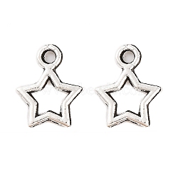 Tibetan Style Alloy Star Charms, Antique Silver, 12x9x1mm, Hole: 1.5mm(X-TIBEB-O004-29)