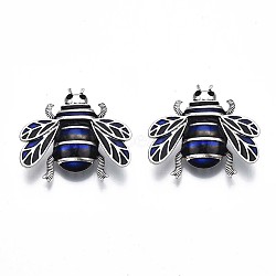 Mosquito Enamel Pin, Animal Alloy Brooch with Jet Rhinestone for Backpack Clothes, Nickel Free & Lead Free, Antique Silver, Dark Blue, 39x45mm(JEWB-N007-114)