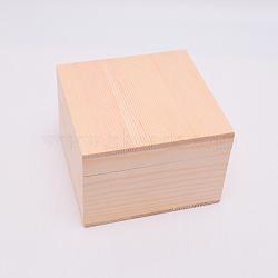 Wooden Box, Square, BurlyWood, 12x12x8cm(WOOD-WH0108-07)