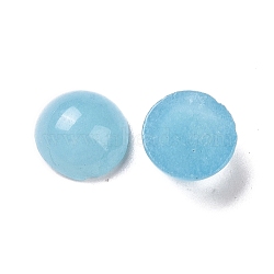 Natural White Jade Cabochons, Dyed, Imitation Aquamarine Color, Half Round, Sky Blue, 8x5mm(X-G-G506-8mm)