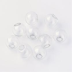 Round Mechanized Blown Glass Globe Ball Bottles, for Stud Earring or Crafts, Clear, 11~12mm, Half Hole: 3~5mm(BLOW-R001-12mm)