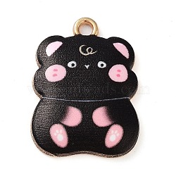 Rack Plating Alloy Enamel Pendants, Golden, Hamster Charm, Black, 23x17x3mm, Hole: 2mm(FIND-Q099-13G-05)